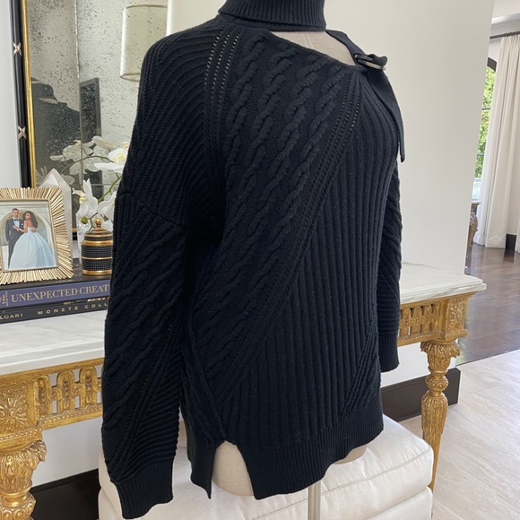 Jonathan Simkhai Turtle Neck Asymmetric Sweater Black size XS - Picture 4 of 9